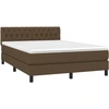 Image de vidaXL Lit boxspring avec matelas brun foncé 140x190 cm Tissu