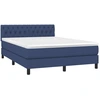 Image de vidaXL Lit boxspring avec matelas bleu 140x190 cm Tissu