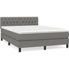 Image de vidaXL Lit boxspring avec matelas gris foncé 140x200 cm Tissu