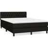 Image de vidaXL Lit boxspring avec matelas noir 140x200 cm Tissu