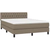 Image de vidaXL Lit boxspring avec matelas Taupe 140x200 cm Tissu
