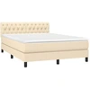 Image de vidaXL Lit boxspring avec matelas Crème 140x200 cm Tissu