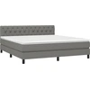 Image de vidaXL Lit boxspring avec matelas gris foncé 160x200 cm Tissu
