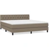 Image de vidaXL Lit boxspring avec matelas Taupe 160x200 cm Tissu