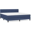Image de vidaXL Lit boxspring avec matelas bleu 160x200 cm Tissu
