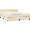 Image de vidaXL Lit boxspring avec matelas Crème 180x200 cm Tissu