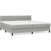 Image de vidaXL Lit boxspring avec matelas gris clair 200x200 cm Tissu