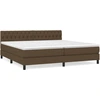 Image de vidaXL Lit boxspring avec matelas brun foncé 200x200 cm Tissu