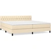 Image de vidaXL Lit boxspring avec matelas Crème 200x200 cm Tissu