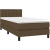 Image de vidaXL Lit boxspring avec matelas brun foncé 80x200 cm Tissu