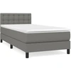 Image de vidaXL Lit boxspring avec matelas gris foncé 90x190 cm Tissu