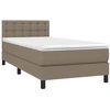 Image de vidaXL Lit boxspring avec matelas Taupe 90x200 cm Tissu
