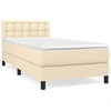 Image de vidaXL Lit boxspring avec matelas Crème 90x200 cm Tissu