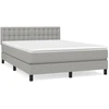 Image de vidaXL Lit boxspring avec matelas gris clair 140x190 cm Tissu