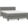 Image de vidaXL Lit boxspring avec matelas gris foncé 140x190 cm Tissu