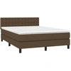 Image de vidaXL Lit boxspring avec matelas brun foncé 140x190 cm Tissu