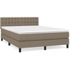 Image de vidaXL Lit boxspring avec matelas Taupe 140x190 cm Tissu