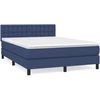 Image de vidaXL Lit boxspring avec matelas bleu 140x190 cm Tissu