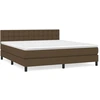 Image de vidaXL Lit boxspring avec matelas brun foncé 160x200 cm Tissu