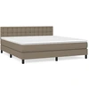 Image de vidaXL Lit boxspring avec matelas Taupe 160x200 cm Tissu