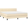Image de vidaXL Lit boxspring avec matelas Crème 160x200 cm Tissu