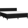 Image de vidaXL Lit boxspring avec matelas noir 180x200 cm Tissu