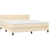 Image de vidaXL Lit boxspring avec matelas Crème 180x200 cm Tissu