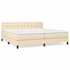 Image de vidaXL Lit boxspring avec matelas Crème 200x200 cm Tissu