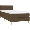 Image de vidaXL Lit boxspring avec matelas brun foncé 80x200 cm Tissu
