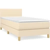 Image de vidaXL Lit boxspring avec matelas Crème 80x200 cm Tissu