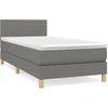 Image de vidaXL Lit boxspring avec matelas gris foncé 90x190 cm Tissu