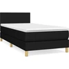 Image de vidaXL Lit boxspring avec matelas noir 90x190 cm Tissu