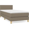 Image de vidaXL Lit boxspring avec matelas Taupe 90x190 cm Tissu
