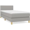 Image de vidaXL Lit boxspring avec matelas gris clair 90x200 cm Tissu