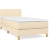 Image de vidaXL Lit boxspring avec matelas Crème 90x200 cm Tissu