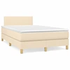 Image de vidaXL Lit Boxspring avec matelas Crème 120x200 cm Tissu