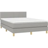 Image de Lit boxspring avec matelas gris clair 140x190 cm Tissu