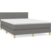 Image de vidaXL Lit boxspring avec matelas gris foncé 140x190 cm Tissu