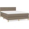 Image de vidaXL Lit boxspring avec matelas Taupe 140x190 cm Tissu