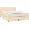 Image de vidaXL Lit boxspring avec matelas Crème 140x190 cm Tissu