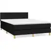 Image de vidaXL Lit boxspring avec matelas noir 140x200 cm Tissu