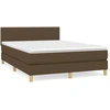 Image de vidaXL Lit boxspring avec matelas Marron foncé 140x200 cm Tissu