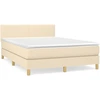Image de vidaXL Lit boxspring avec matelas Crème 140x200 cm Tissu