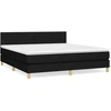 Image de vidaXL Lit boxspring avec matelas noir 160x200 cm Tissu
