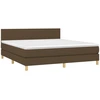Image de vidaXL Lit boxspring avec matelas brun foncé 160x200 cm Tissu