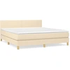 Image de vidaXL Lit boxspring avec matelas Crème 160x200 cm Tissu