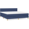 Image de vidaXL Lit boxspring avec matelas bleu 160x200 cm Tissu