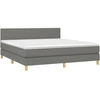 Image de vidaXL Lit boxspring avec matelas gris foncé 180x200 cm Tissu