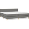 Image de vidaXL Lit boxspring avec matelas gris foncé 200x200 cm Tissu