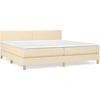 Image de vidaXL Lit boxspring avec matelas Crème 200x200 cm Tissu